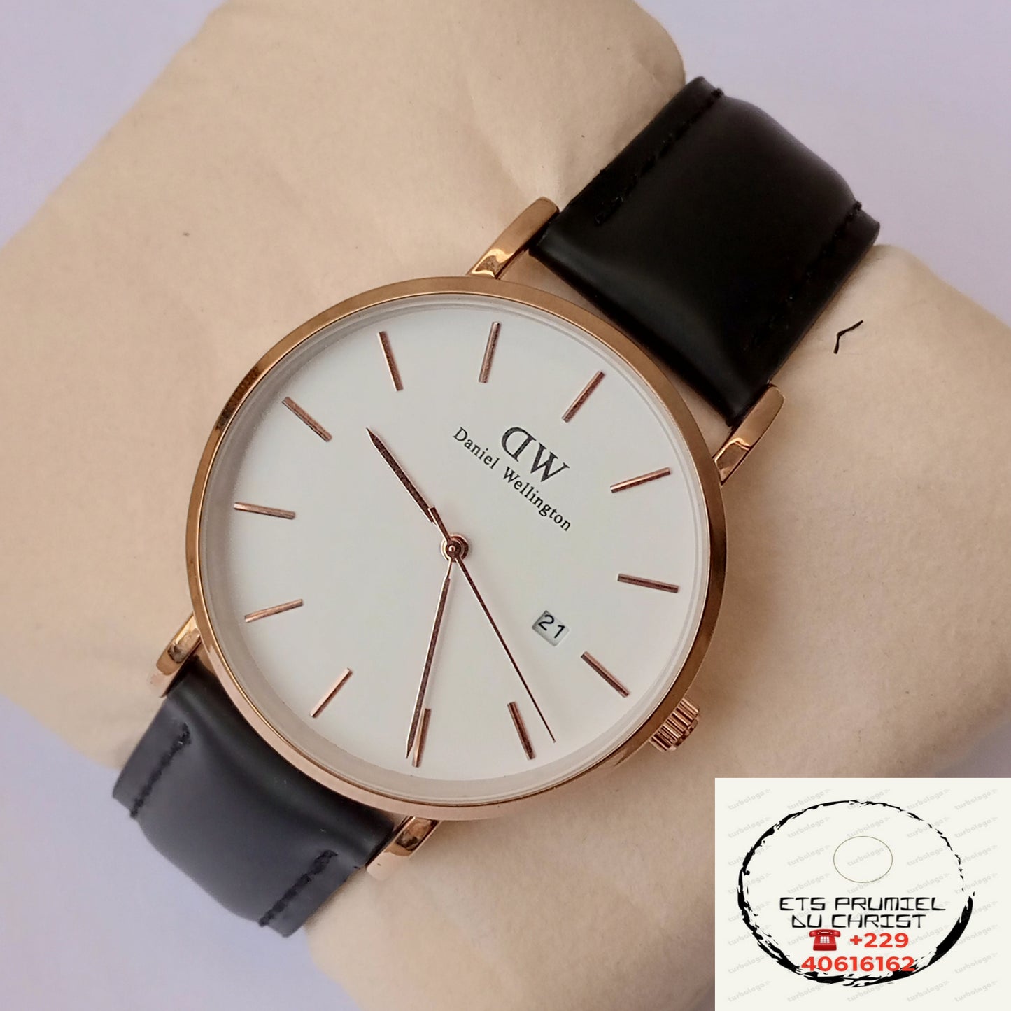 Montre Daniel Wellington en cuir véritable unisexe