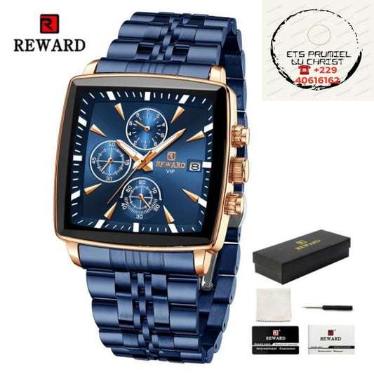 Montre chronographe Reward en acier inoxydable pour homme