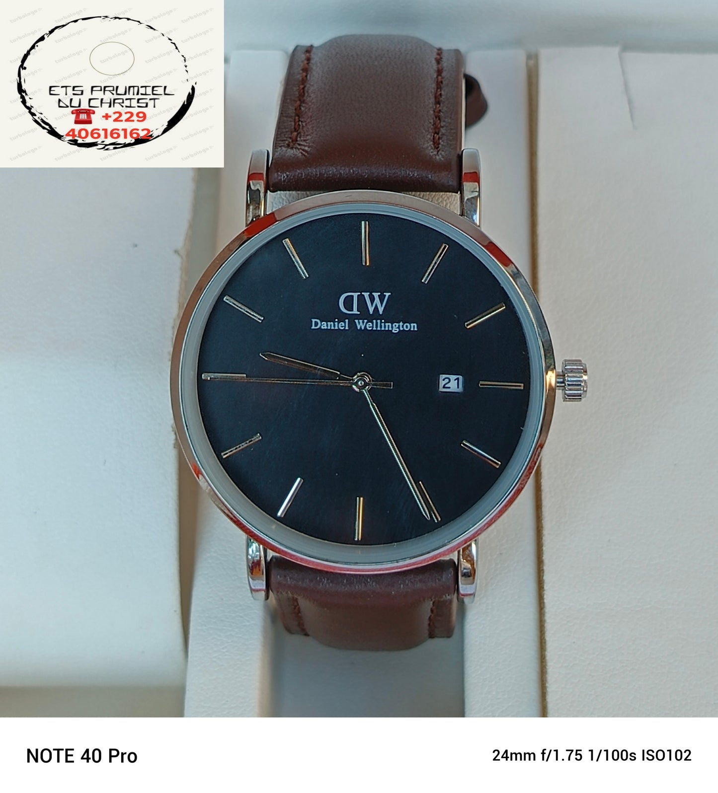 Montre Daniel Wellington en cuir véritable unisexe